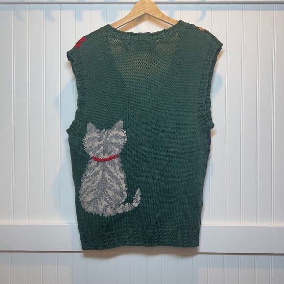 Vintage Signatures by Northern Isles Cat Animal Cotton Hand Knit Sweater Vest - Picture 3 of 12